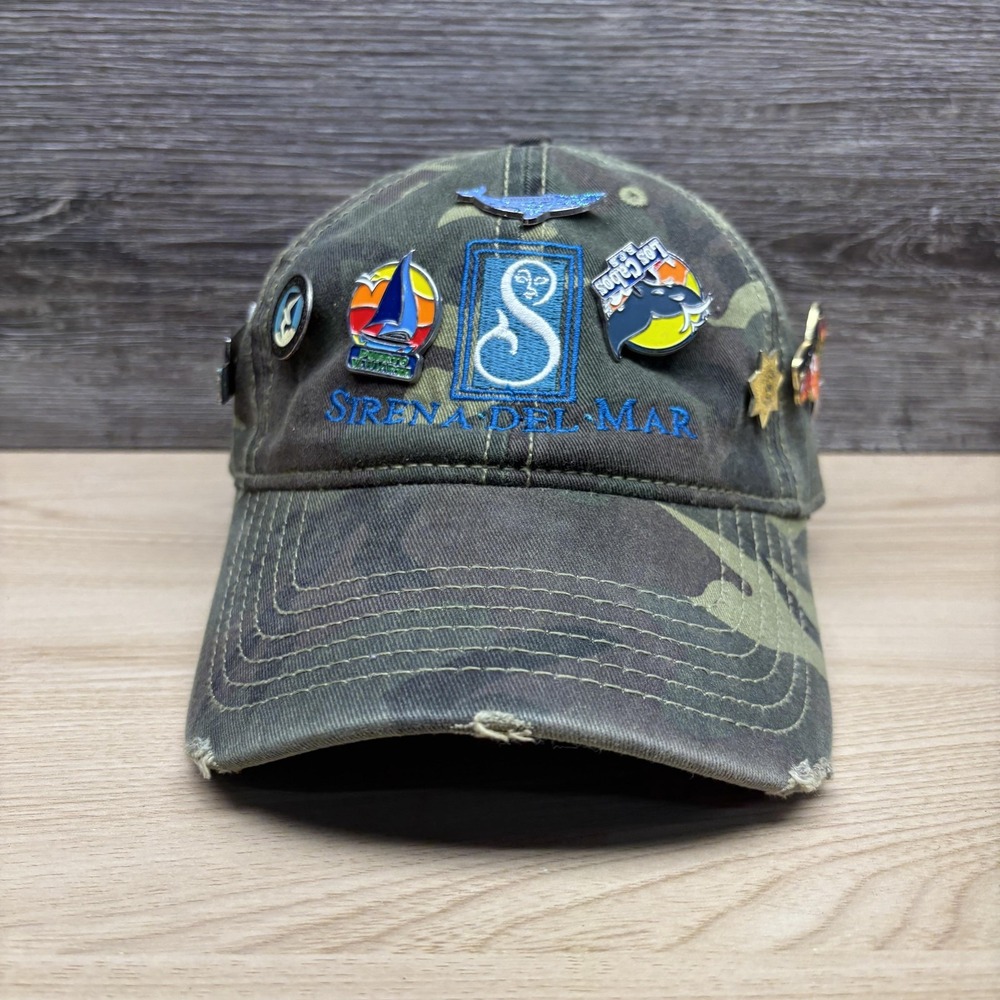 Sirena Del Mar Hat Cap Strap Back Green Camo Enamel Souvenir Pins Mens Otto